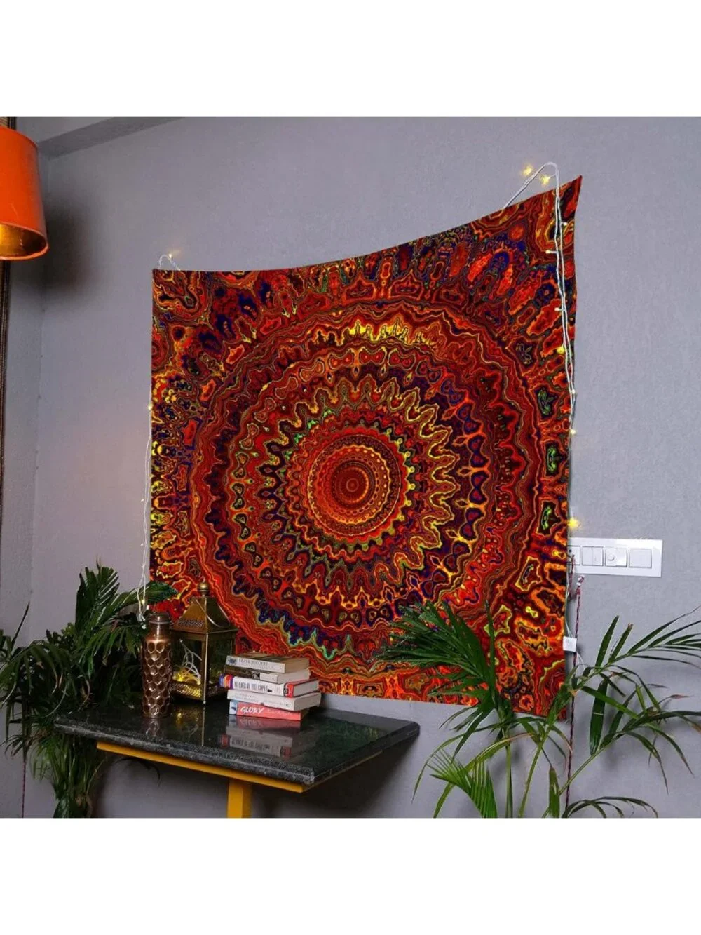 Bohemian Psychedelic Peacock Mandala Wall Hanging Tapestry for Dorm & Beach